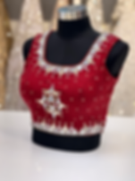 Red & Silver Mirror Work Saree Blouse – Ready Stock in Atlanta