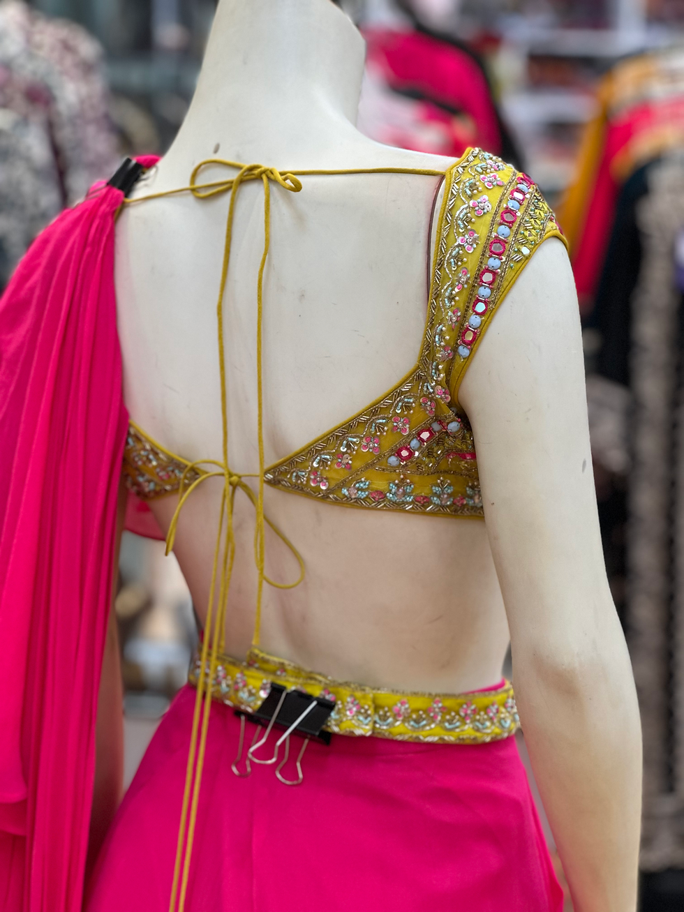 Thumbnail: Pink pre-draped saree
