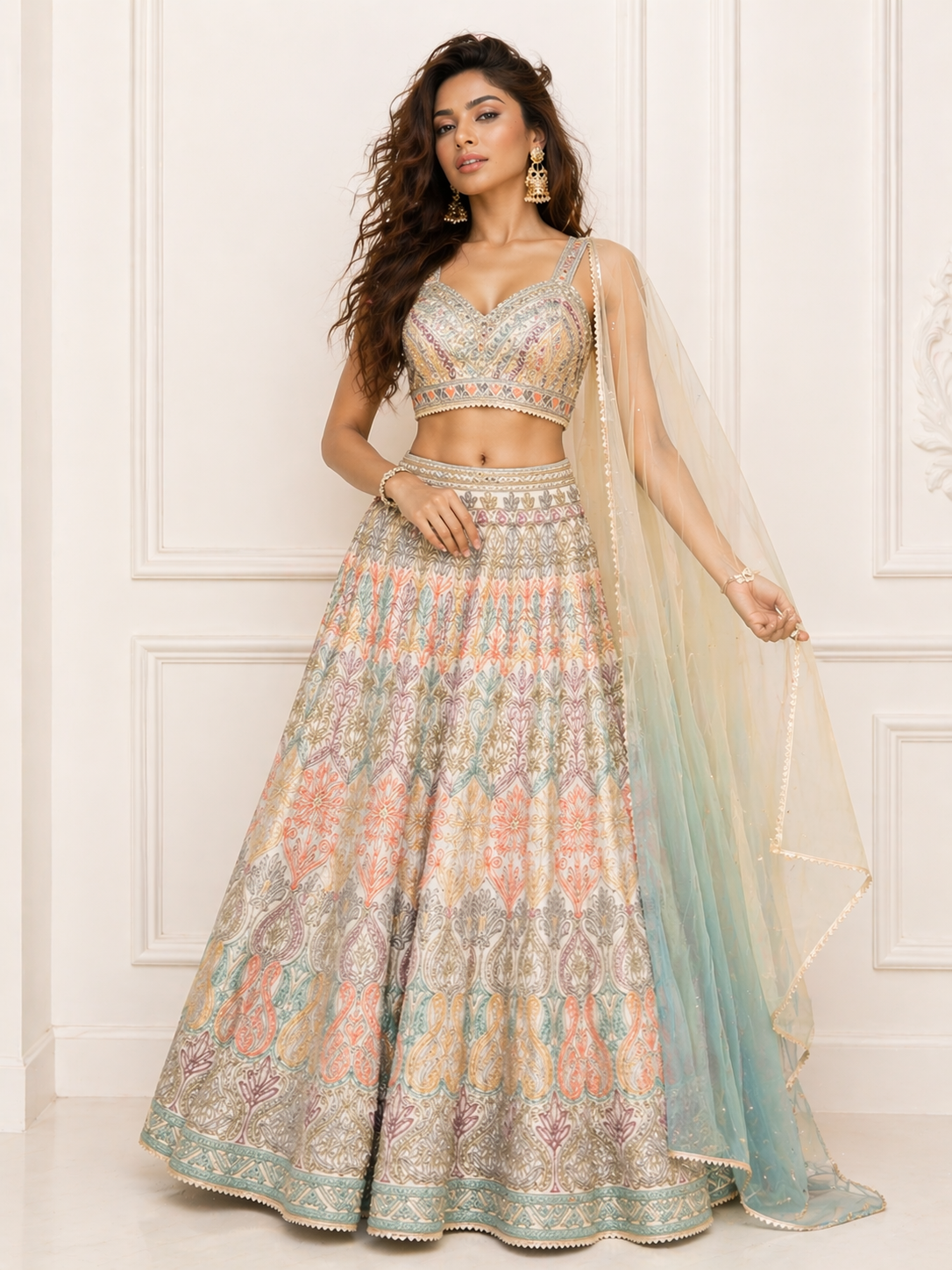 Aaralyn – Bloomtide Threadwork Lehenga
