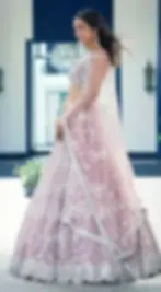 Thumbnail: MAUVE ORGANZA EMBROIDERED LEHENGA SET
