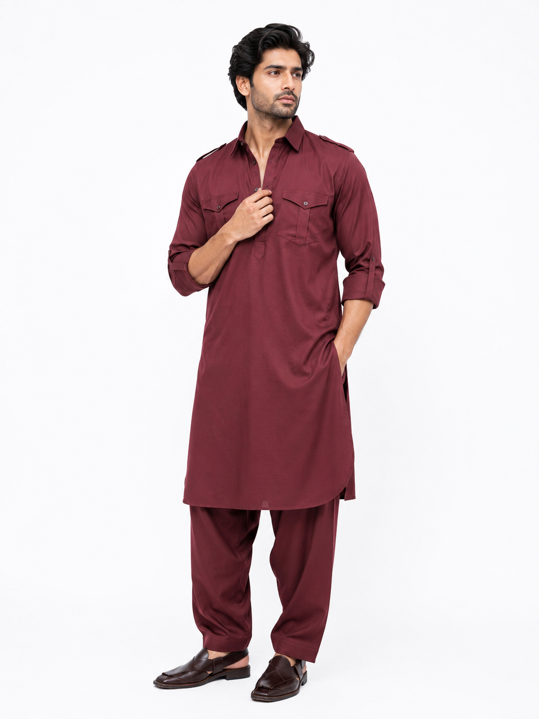 maroon mens pathani