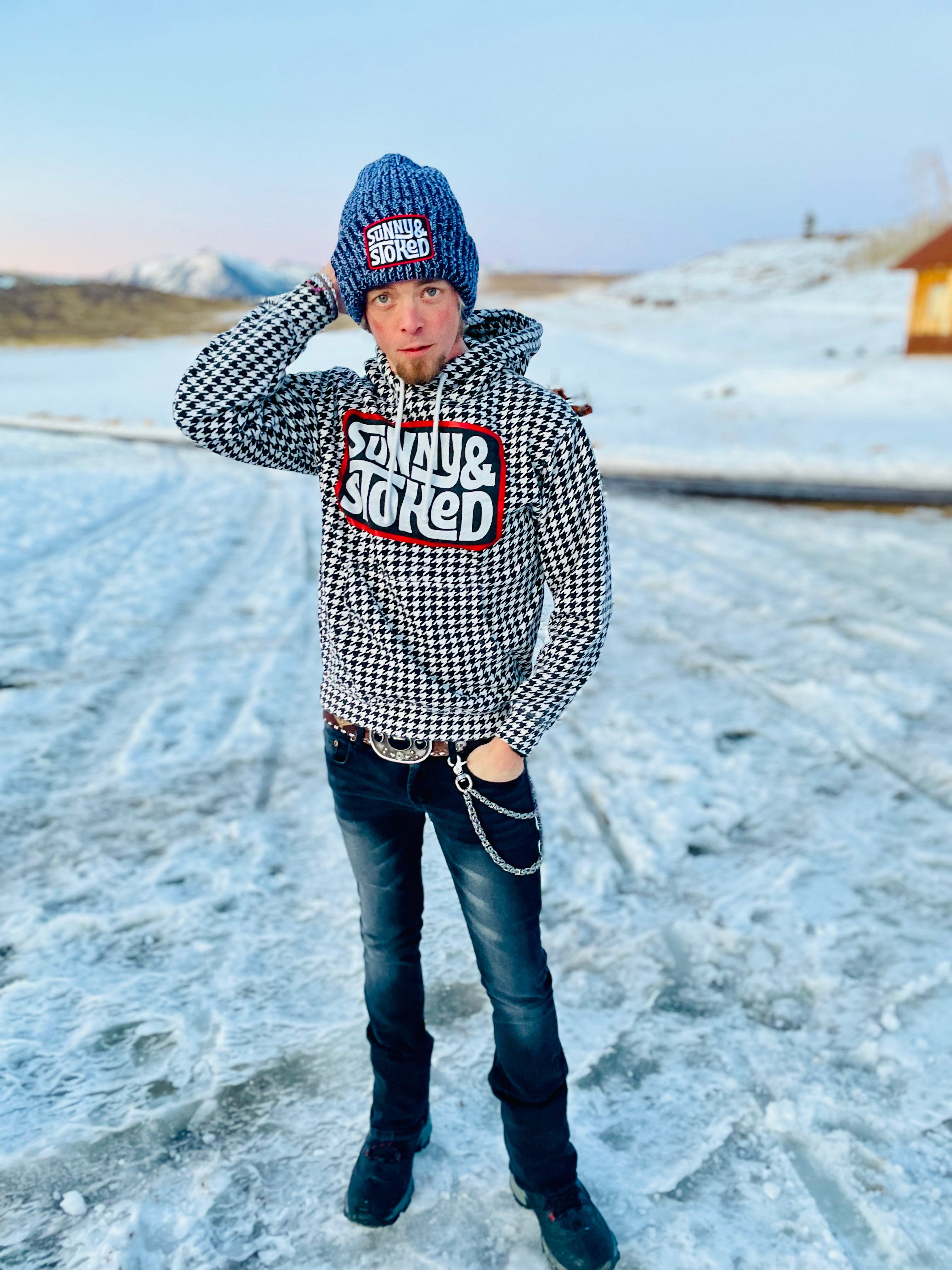 Sunny & Stoked Houndstooth Logo Hoodie