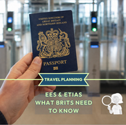 British passport at European e-gates illustrating EES and ETIAS travel rules for UK travellers.