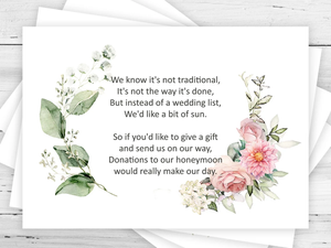 Wedding gift poem, money gift poem, pink, sage green