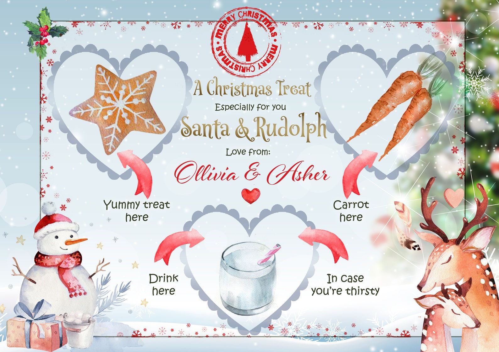 Christmas Eve Santa placemat (milk, treat - digital or printed for you