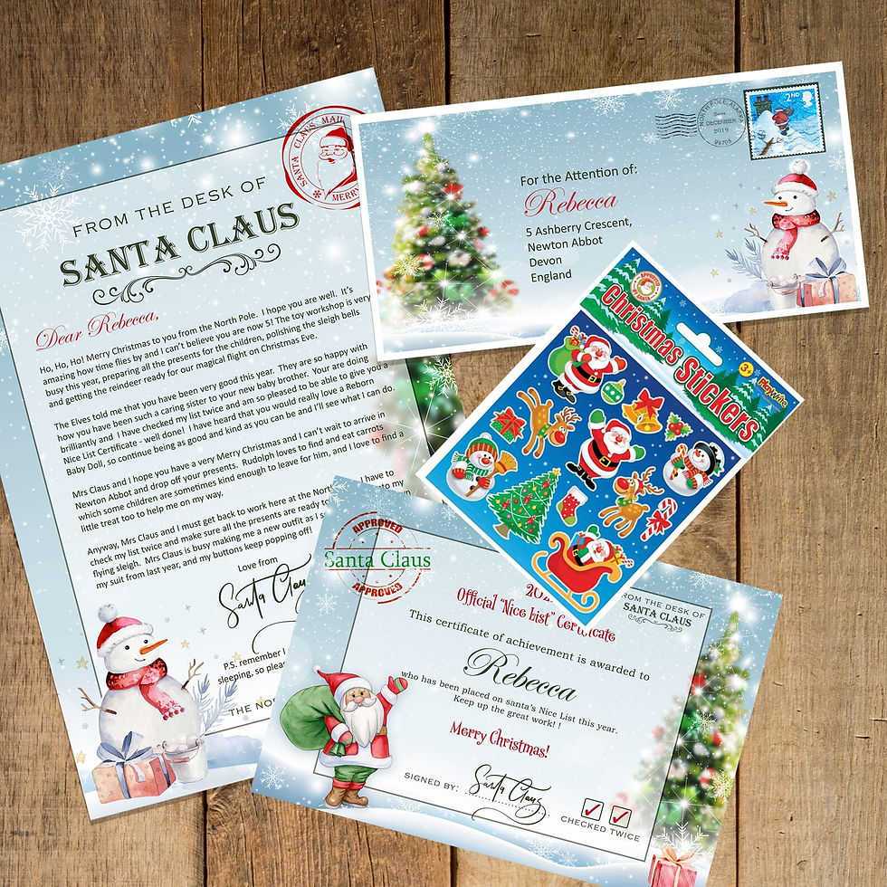 Thumbnail: Personalised Nice List Certificate and envelope from Santa
