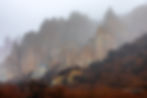 Omamara Clay Cliffs on a foggy day in the Mackenzie Country