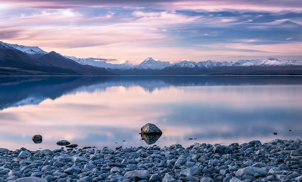 Sunset Lake Pukaki Mount Cook South Island New Zealand