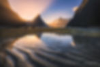 Sunset along the foreshore at Piopiotahi Milford Sound