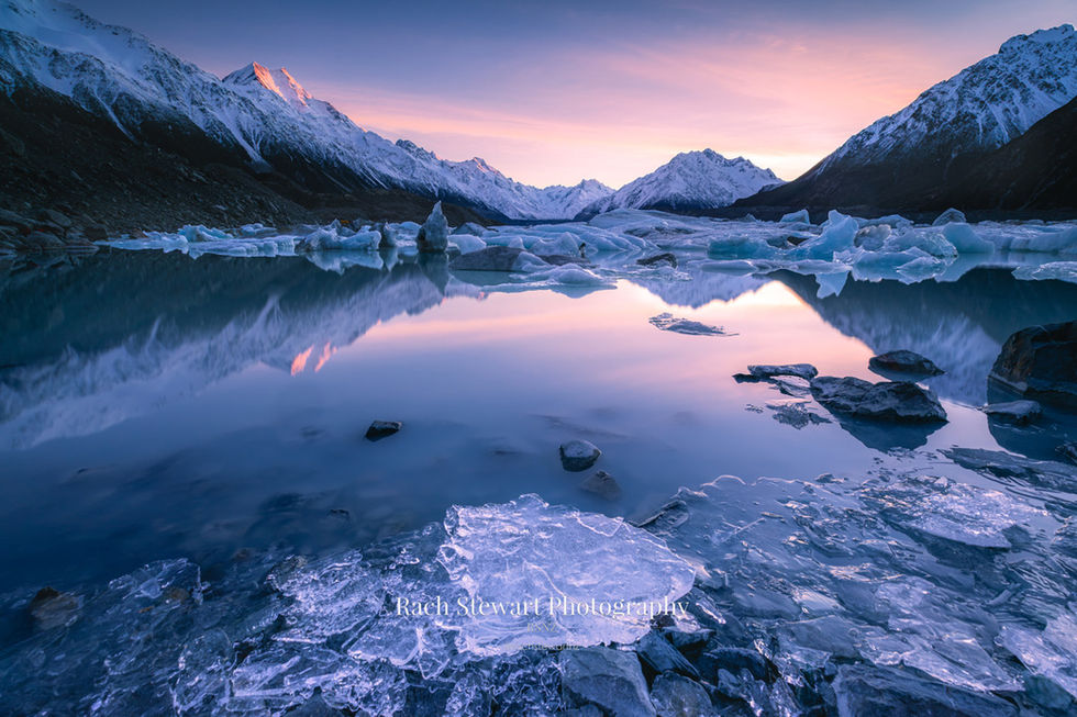 tasman lake sunrise mount cook winter print