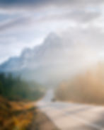 Highway 19 on the road to Jasper National Park Canada