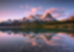 The Rundle Forebay Reservoir in Canmore Alberta Canada at sunrise