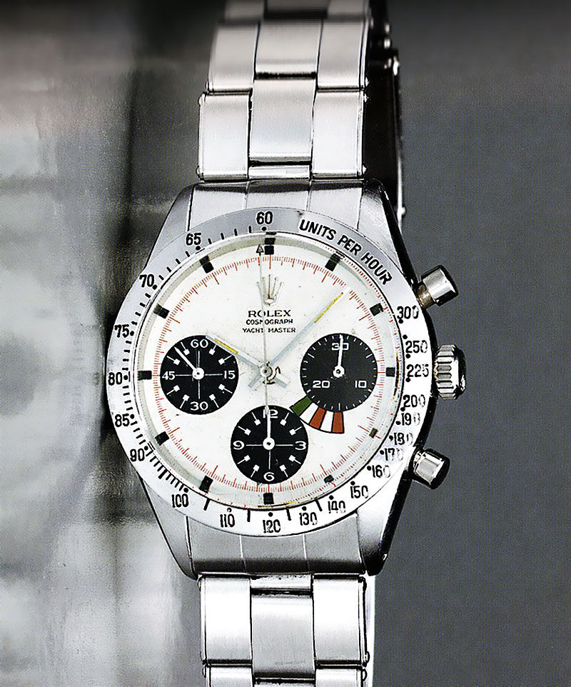 Rolex “Yacht‑Master” Daytona ref. 6239/6242 de Eric Clapton, vendido por Christie’s en 2003 como un extraordinario prototipo de la década de 1960.
