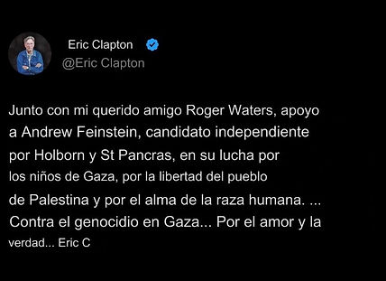 Eric Clapton Gaza, Instagram