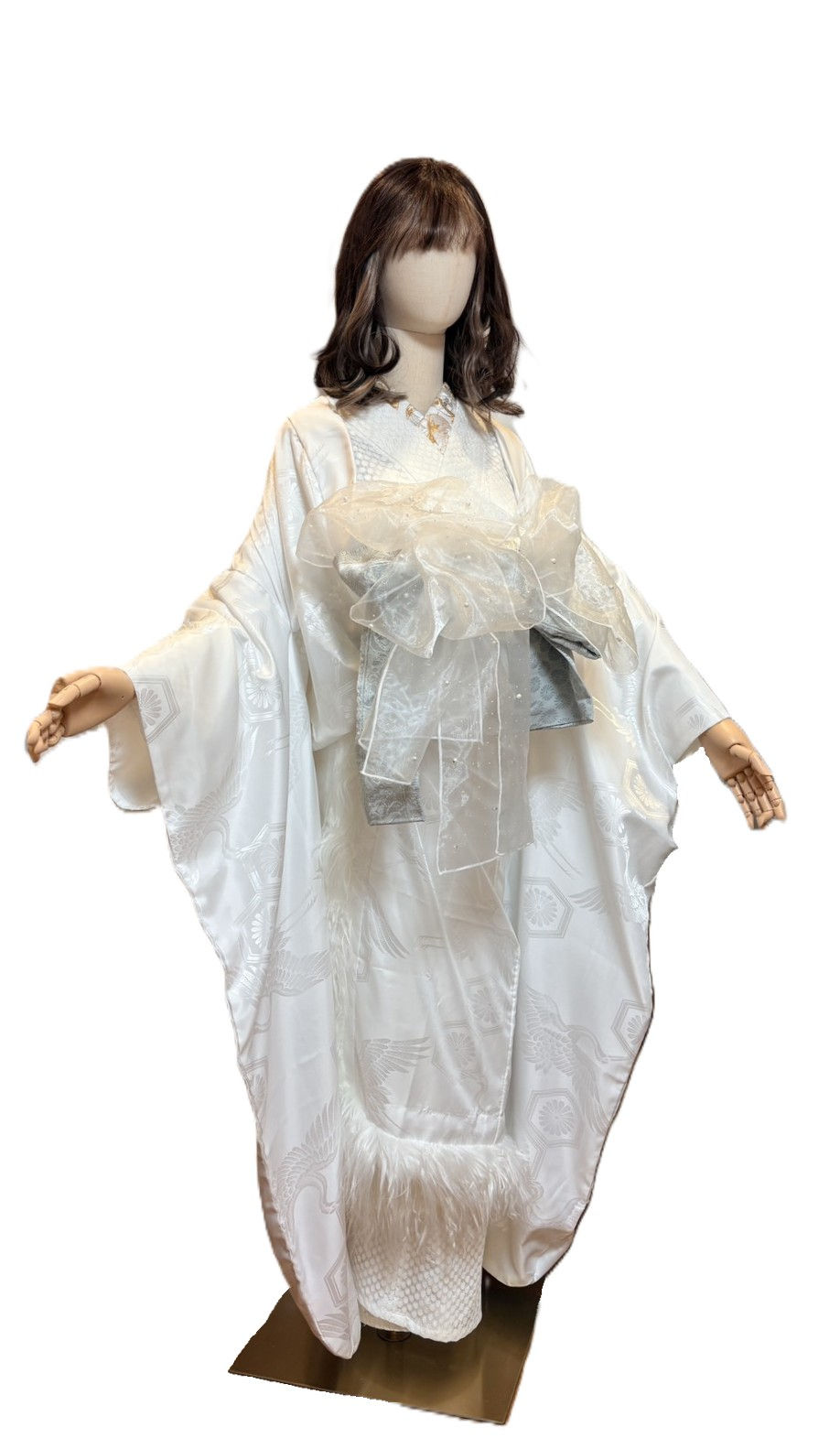 サムネイル： 【軽量タイプ】狐の嫁入り/着付け込み/薄い掛け着/亀甲菊に鶴/一式レンタル15点セット/狐耳や尻尾は別途レンタル料要