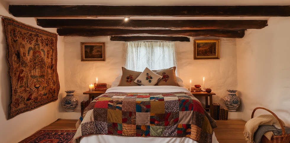 Chambre spacieuse avec un grand lit double