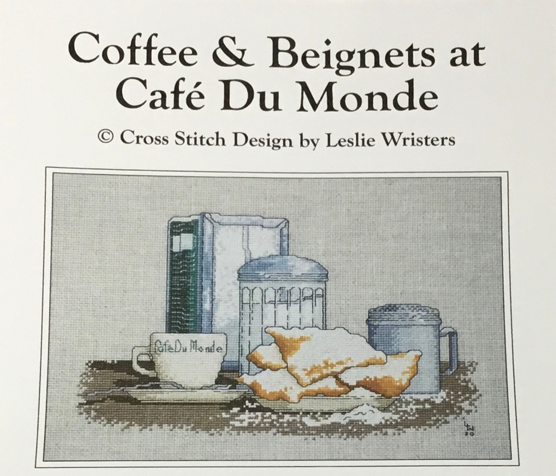 Coffee & Beignets at Cafe' du Monde Cross Stitch Chart