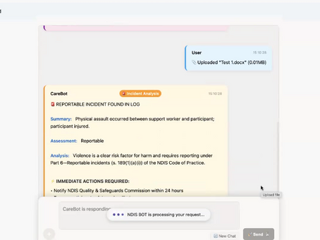 The Journey of Project PA2523 - Building an NDIS Reportable Chatbot