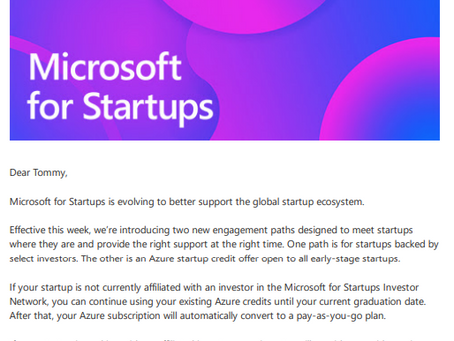 Recent changes to Microsoft Startup Sponsorship Program impacting bootstrapped Startups as of July 2025