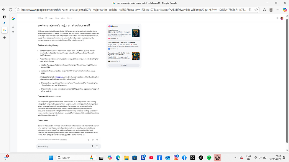 Google AI Desktop Search Result Timestamped
