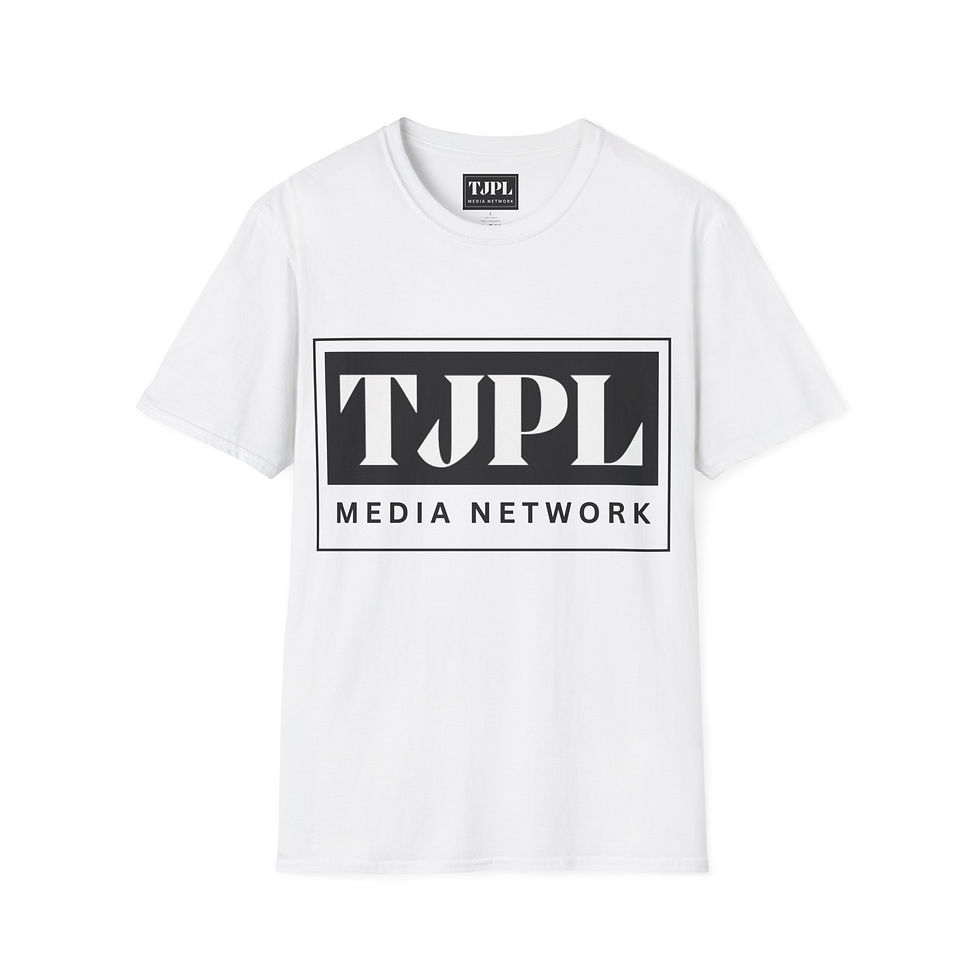 TJPL Media Network Logo T-Shirt — White Graphic Tee