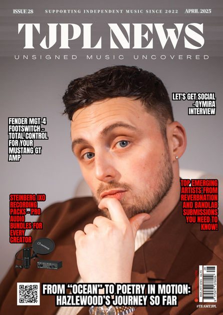 TJPL News Magazine Issue 28 featuring Hazlewood cover story, highlighting independent music, emerging artists, and essential music gear.