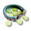 Thumbnail: A braided multicoloured dog collar encircles eight green coloured paw shaped wax melts