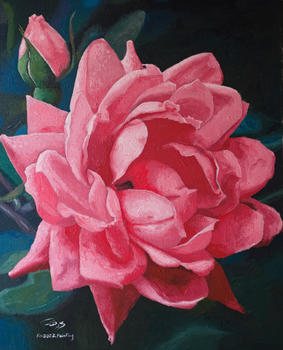 pink rose
original oil painting on linen canvas by artist Kheder Egyptian artist from Alexandria