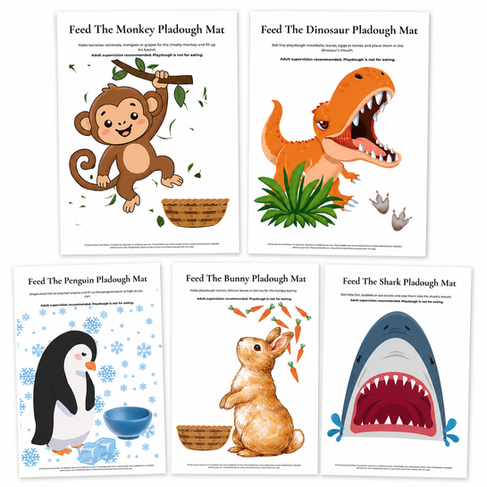 feed the animals playdoh mats free printables