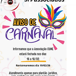 Srs. Associados informamos recesso neste periodo de Carnaval