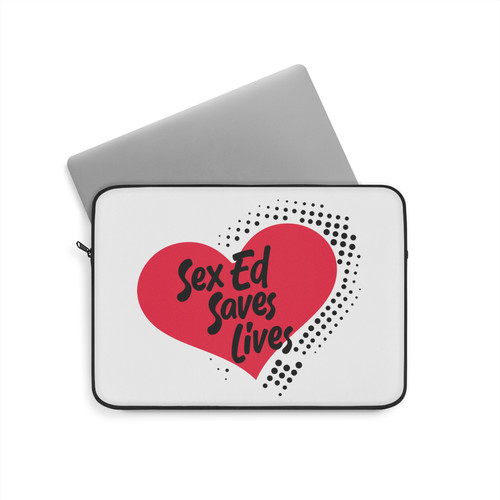 Sex Ed Saves Lives Heart Logo Laptop Sleeve | Open the Doors