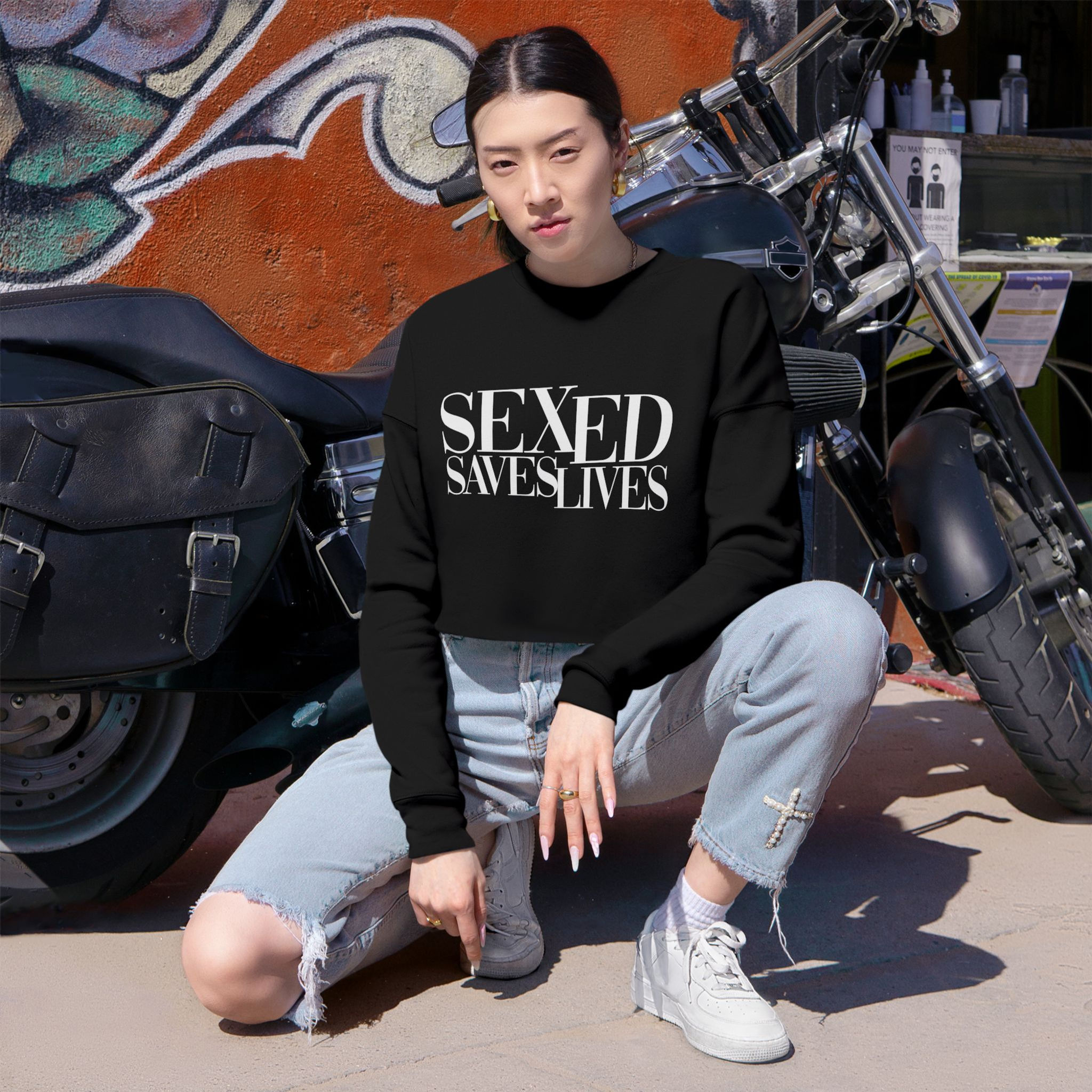 Sex Ed Saves Lives Women's Cropped Sweatshirt