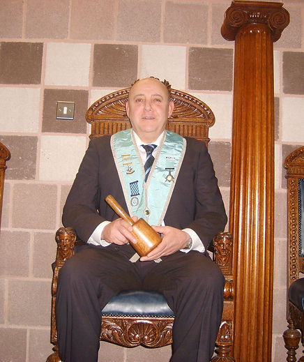 Worshipful Master Stephen Houston, Abbey Masonic Lodge 180, pictured in the “chair” after his installation. 