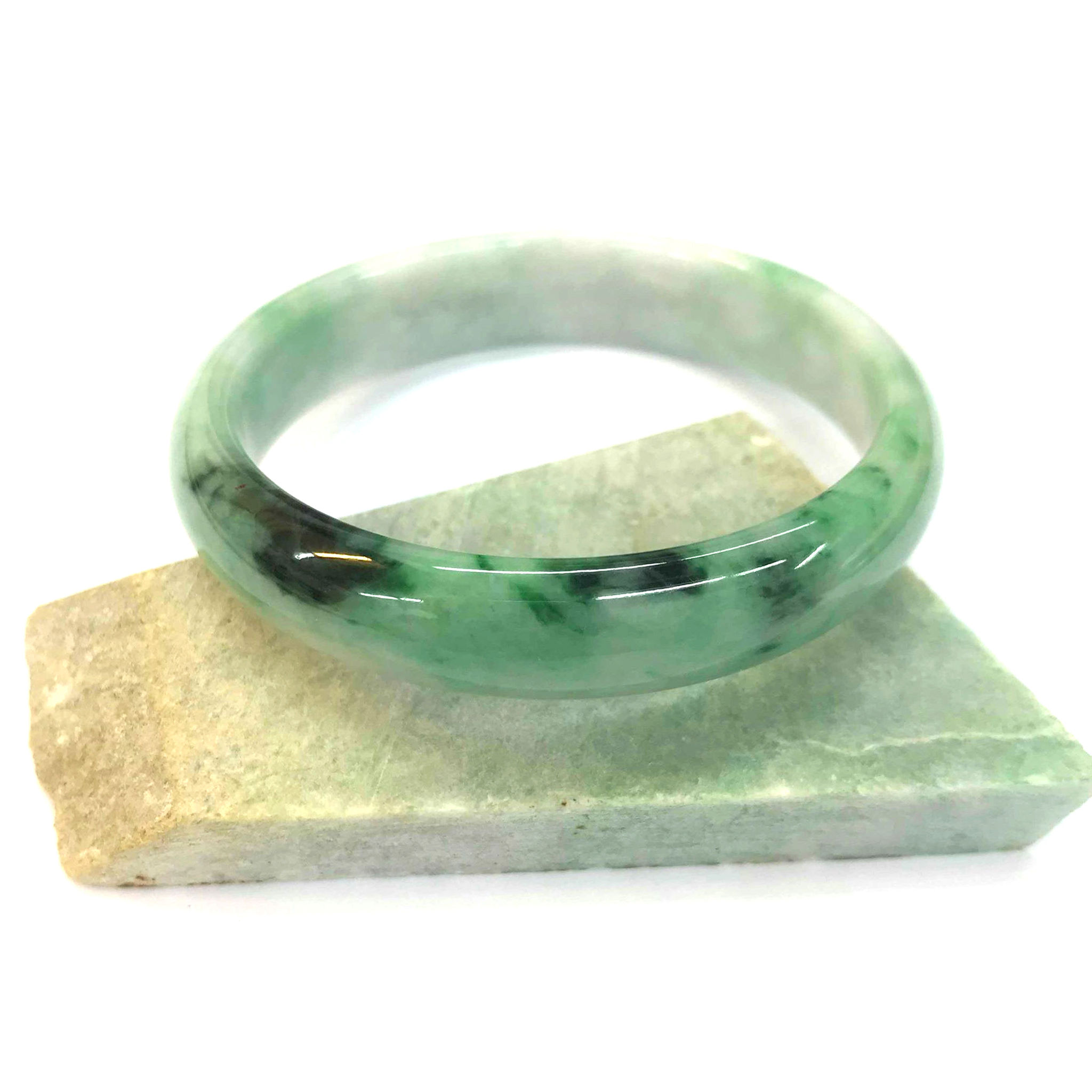 Green and White Jadeite Bangle