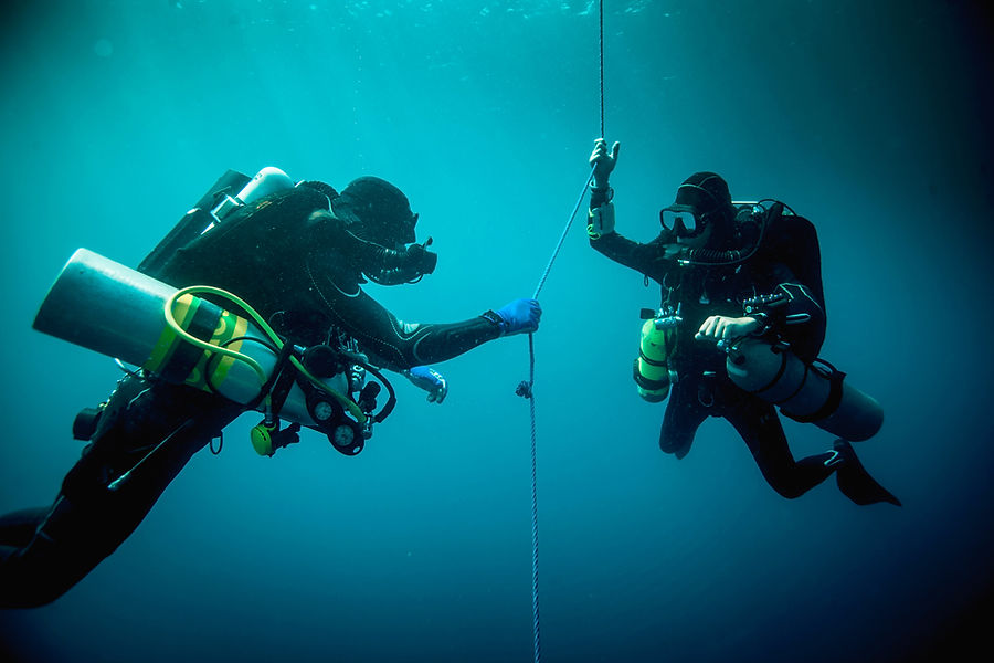 Interaction des plongeurs sous-marins