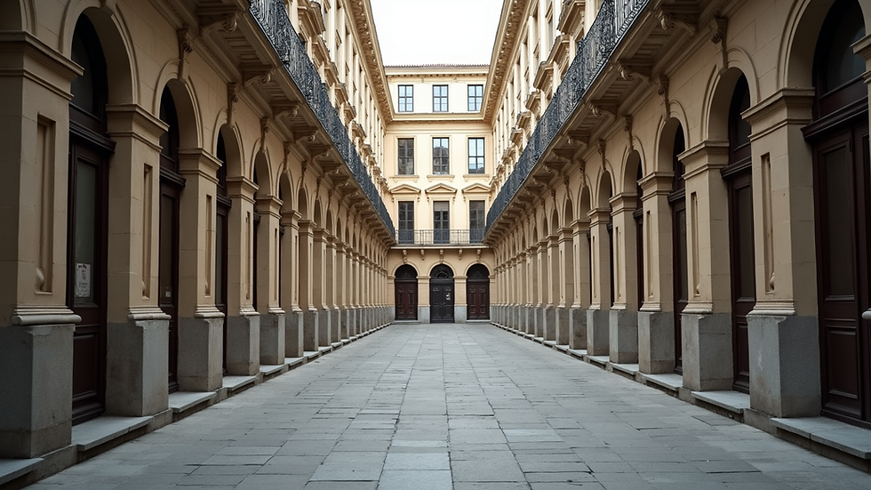 Eye-level view of a historic building with elegant architecture