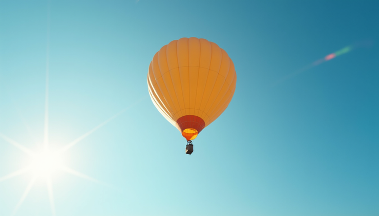 High angle view of a helium-filled weather balloon ascending into the sky
