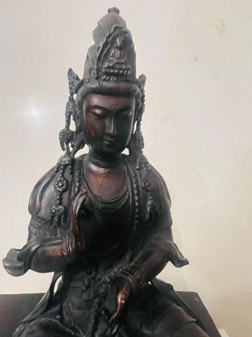 【 大型金銅ジャグ 】　西アジア骨董　１８世紀　　Ｇ0923I A lacquered bronze figure of Guanyin Qing dynasty, 17th-18th