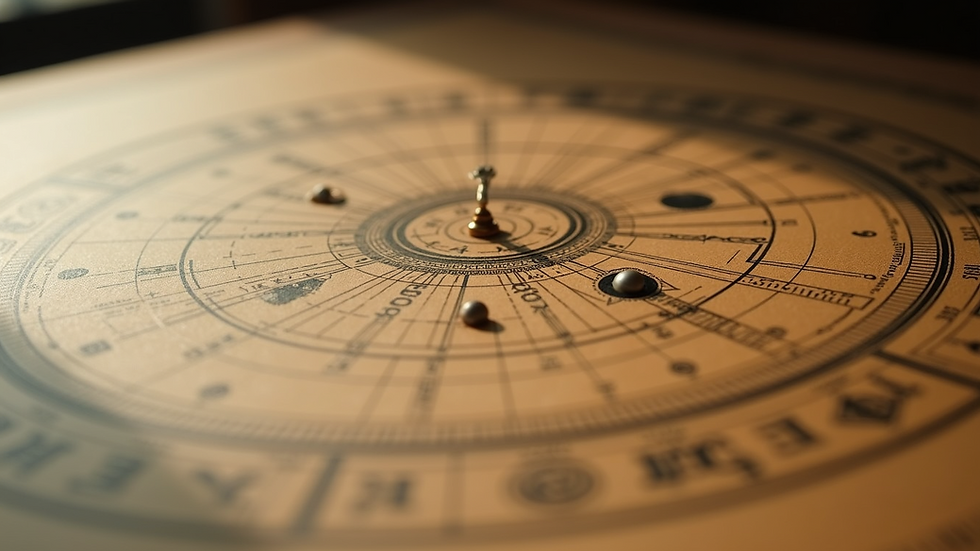 Close-up view of astrological chart with planetary positions marked