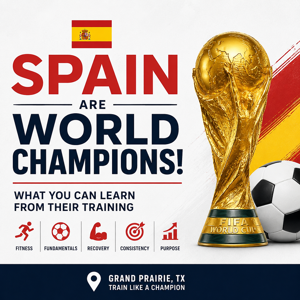 Spain are the 2026 FIFA World Cup champions after defeating Argentina 1-0 in the final. What can athletes and fitness enthusiasts in Grand Prairie, TX learn from their championship run? Discover five training lessons inspired by Spain's teamwork, conditioning, recovery, and consistency, plus how AqilFitness Training Solutions can help you train like a champion.