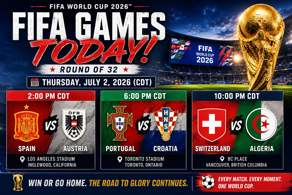 FIFA World Cup Today: Spain vs. Austria Headlines Thursday's Round of 32 Action | Portugal, Croatia, Switzerland & Algeria Also Battle for Survival