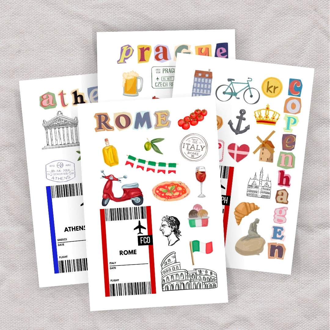 Europe Scrapbook Icons Digital Download
