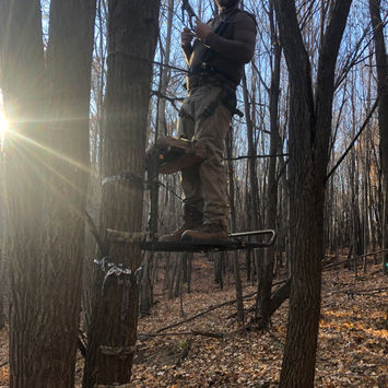 Hanging a stand for an afternoon hunt to ambush rutting bucks
