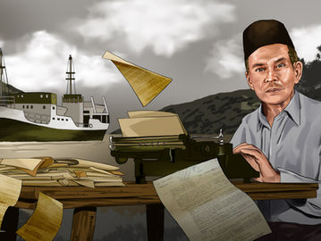 Ilustrasi K. H. Muslich bersurat kepada pemerintah oleh Betaria Sarulina/Historia.ID.