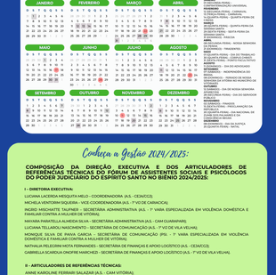 Calendário 2024 - Conheça a Equipe da Gestão 2024/2025