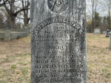 Marble slab gravestone for Dr. Elijah Flagg, Jr. and his family
