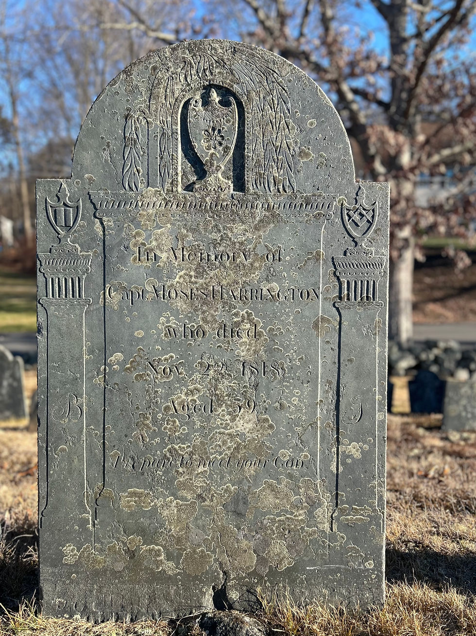The gravestone of Captain Moses Harrington