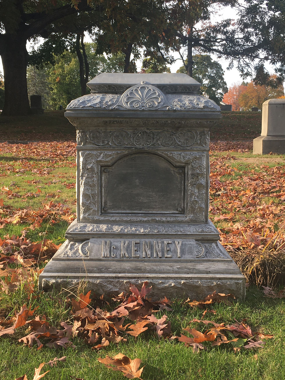 White bronze monument with McKenney