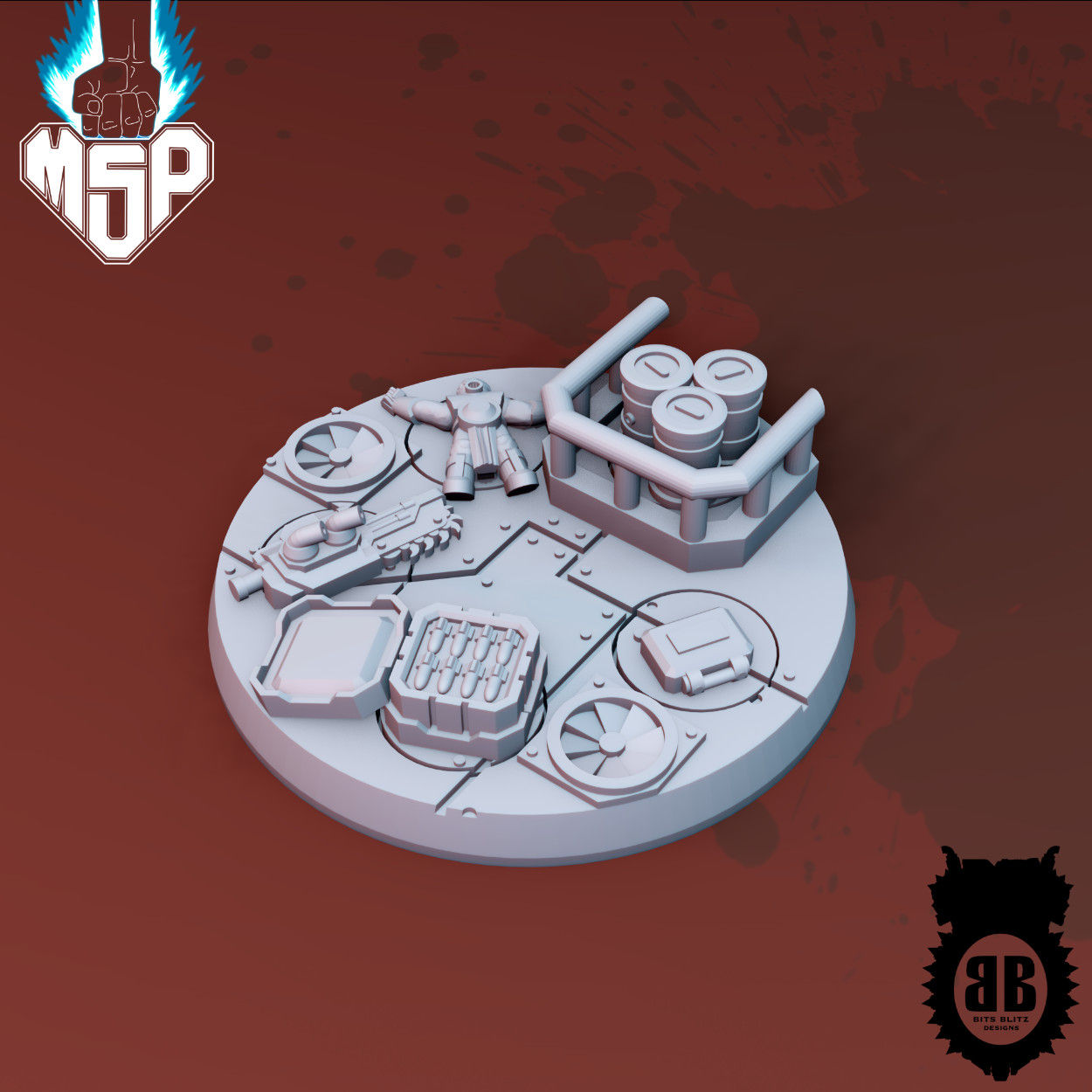 Modular Base 25mm V5 - Bits Blitz Designs Industrial Terrain