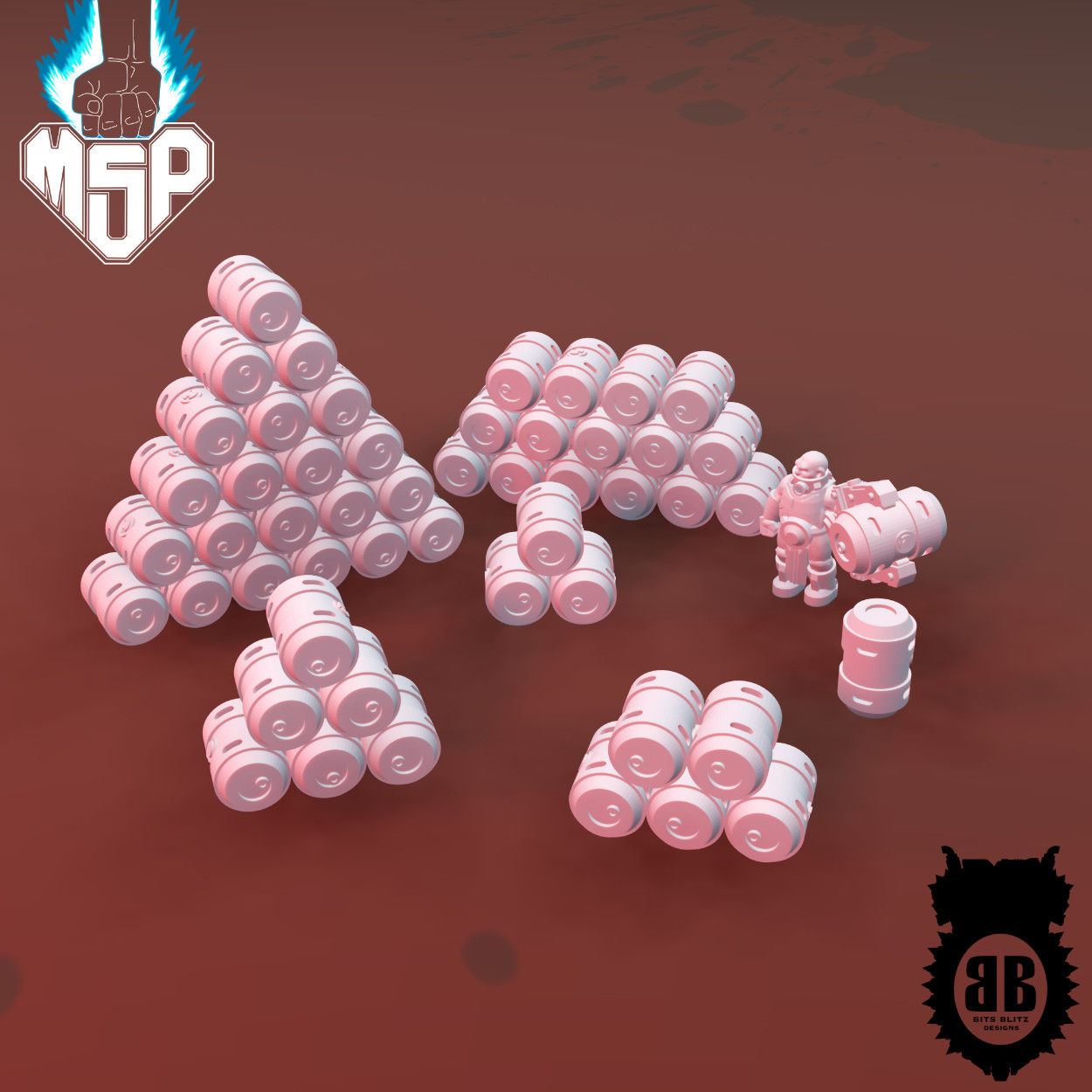 Barrels Alpha Triangle (7 Models) - Bits Blitz Designs Industrial Terrain